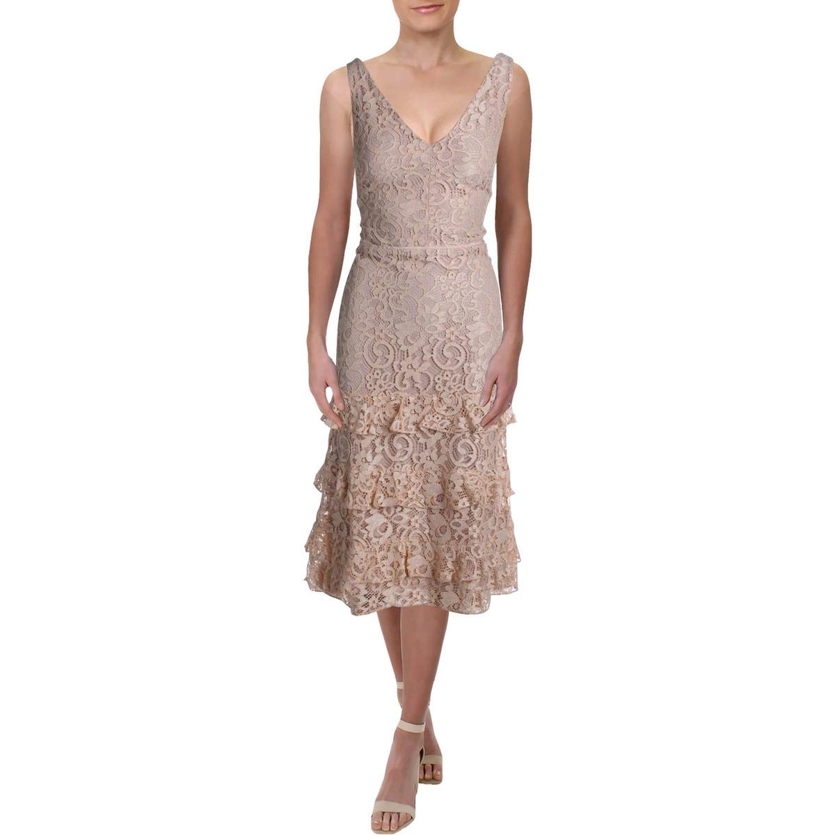LAUREN RALPH LAUREN Womens Melrosa Lace Midi Cocktail Dress