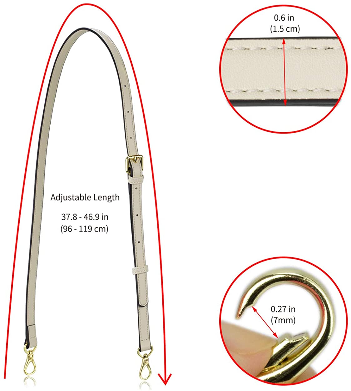 Allzedream Leather Purse Strap Replacement Crossbody Handbag Long Adjustable