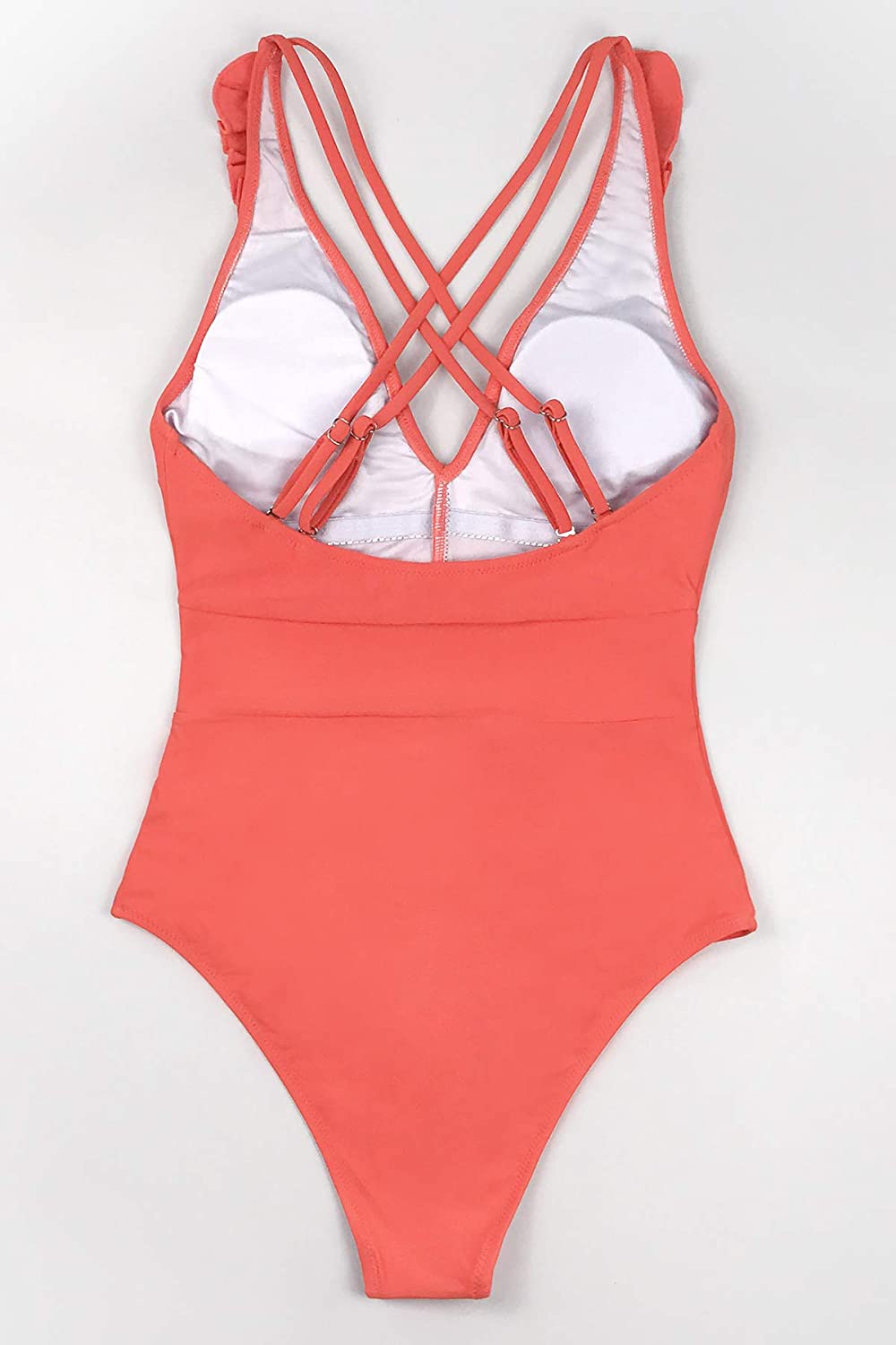 CUPSHE Women's V Neck One Piece Swimsuit Ruffled Back Cross Swimwear