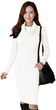 
                        
                          Load image into Gallery viewer, v28 Women Cowl Neck Knit Stretchable Elasticity Long Sleeve Slim Fit Sweater Dress
                        
                      