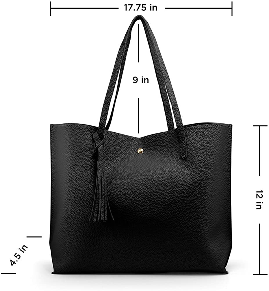 Oct17 Women Large Tote Bag - Tassels Faux Leather Shoulder Handbags, Fashion Ladies Purses Satchel Messenger Bags