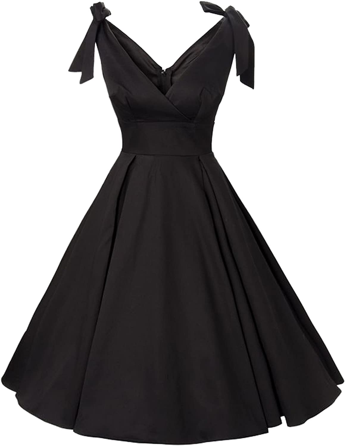GownTown Women's 1950s V-Neck Bowknot Swing Cocktail Dress