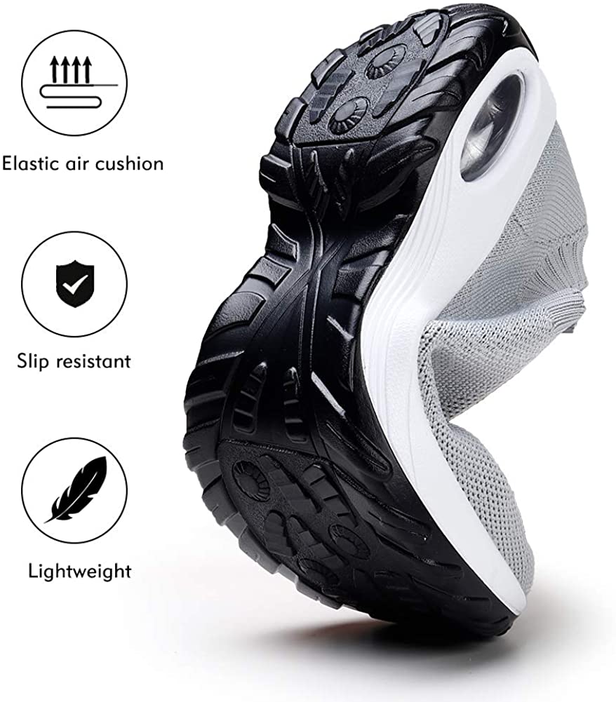 STQ Slip On Breathe Mesh Walking Shoes Women Fashion Sneakers Comfort Wedge Platform Loafers