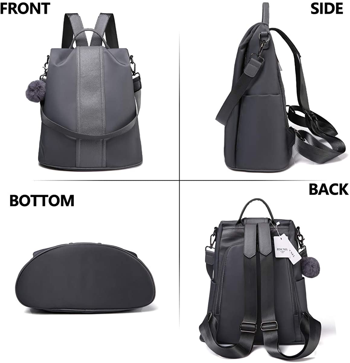 Women Backpack Purse Waterproof Nylon Anti-theft Rucksack Lightweight Shoulder Bag