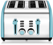
                        
                          Cargar imagen en el visor de la galería, Toaster 4 Slice, CUSINAID 4 Wide Slots Stainless Steel Toasters with Reheat Defrost Cancel Function, 7-Shade Setting, Blue - JOY2ESpree
                        
                      
