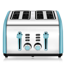
                        
                          Cargar imagen en el visor de la galería, Toaster 4 Slice, CUSINAID 4 Wide Slots Stainless Steel Toasters with Reheat Defrost Cancel Function, 7-Shade Setting, Blue - JOY2ESpree
                        
                      