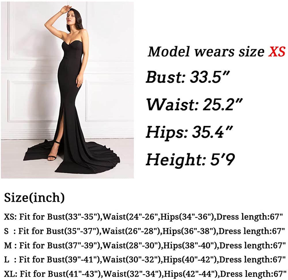 Formal Strapless Evening Dress Long Prom Gown Front Split Full Length Wedding Maxi Dress