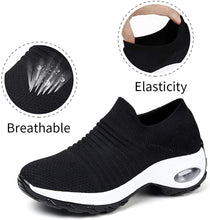 
                        
                          Load image into Gallery viewer, STQ Slip On Breathe Mesh Walking Shoes Women Fashion Sneakers Comfort Wedge Platform Loafers
                        
                      