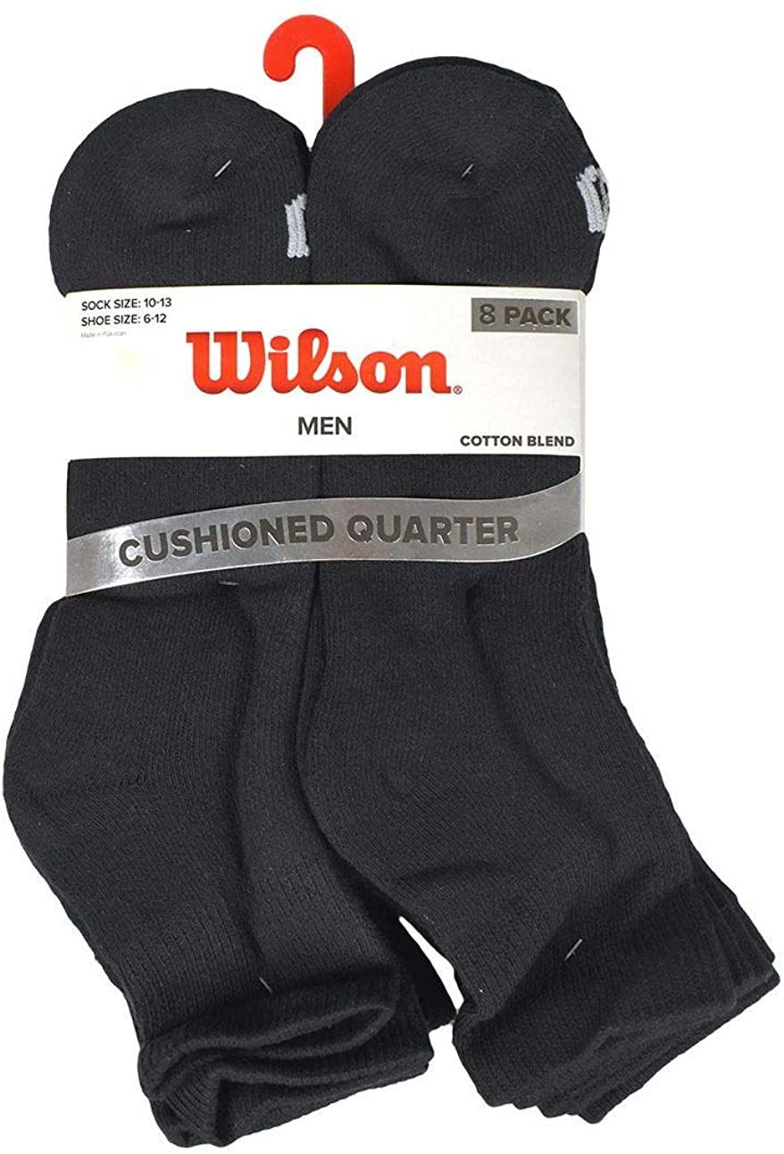 Wilson mens Dri-tech Moisture Control Athletic Quarter Socks, 8 Pack Multipack - JOY2ESpree