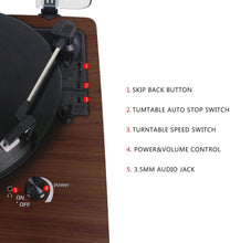 
                        
                          Muat gambar ke penampil Galeri, Vinyl Record Player, DLITIME 3-Speed Turntable with Built-in Speakers - JOY2ESpree
                        
                      