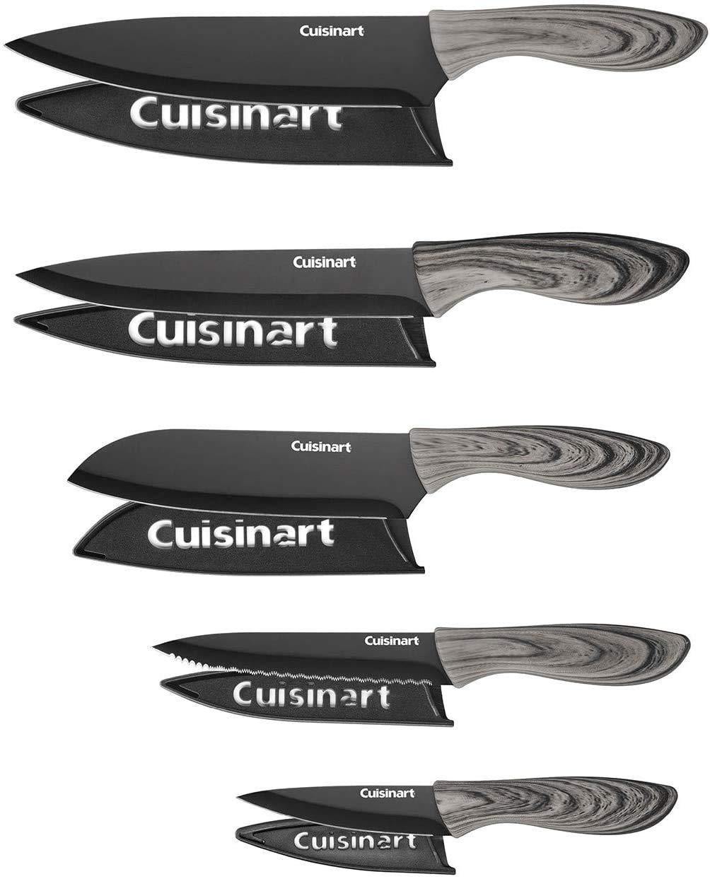 Cuisinart C55-10PBW 10pc Ceramic Coated Knife Set-Faux Wood, One Size - JOY2ESpree