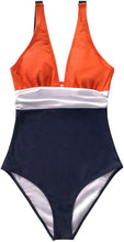 
                        
                          画像をギャラリービューアに読み込む, CUPSHE Women's Orange Navy V Neck Ruching One Piece Swimsuit - JOY2ESpree
                        
                      
