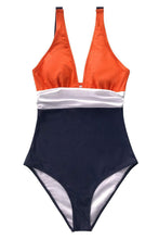 
                        
                          画像をギャラリービューアに読み込む, CUPSHE Women's Orange Navy V Neck Ruching One Piece Swimsuit - JOY2ESpree
                        
                      