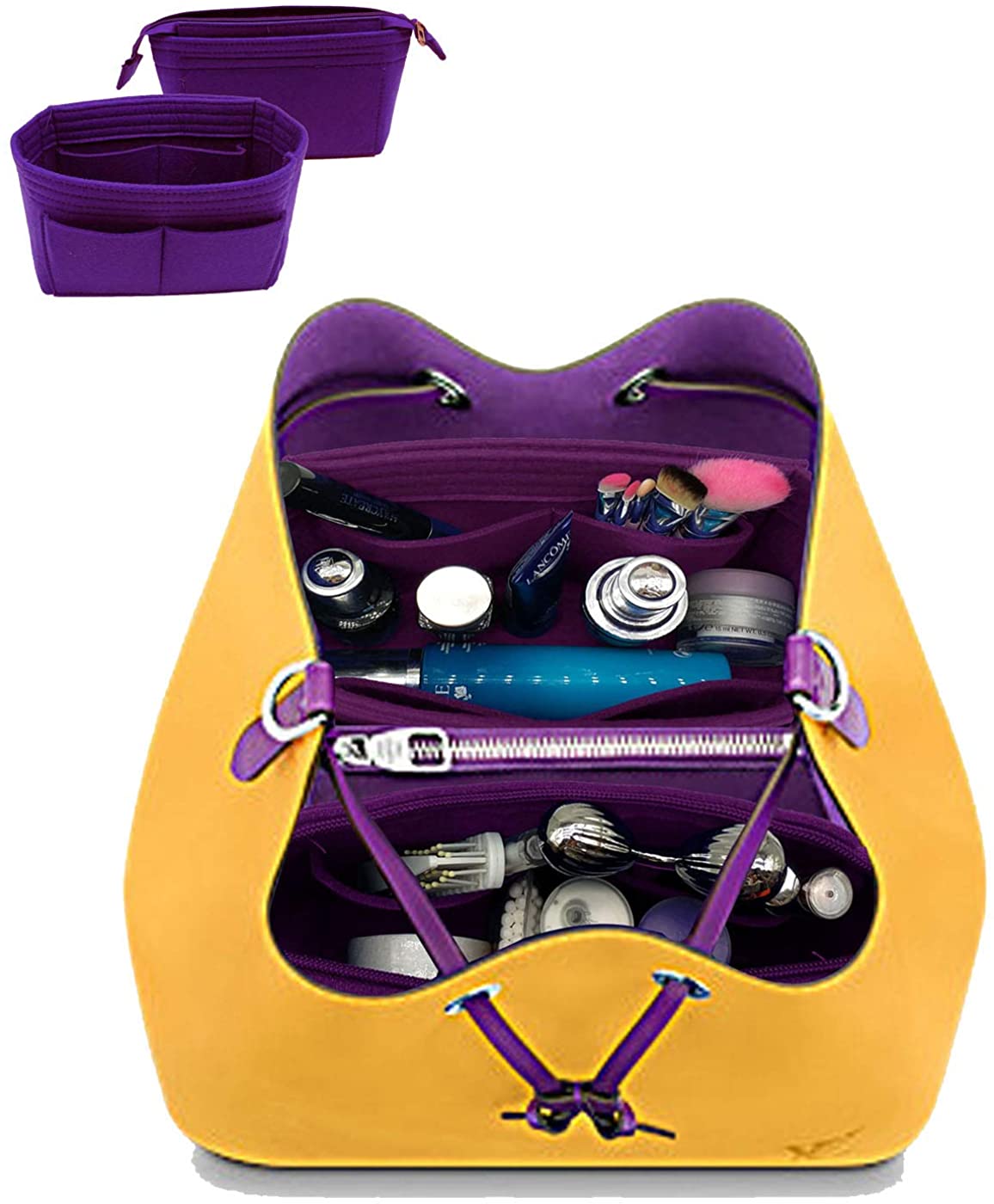 LEXSION Organizer,Bag Organizer,Insert purse organizer with 2 packs in one set fit LV NeoNoe Noé Series perfectly