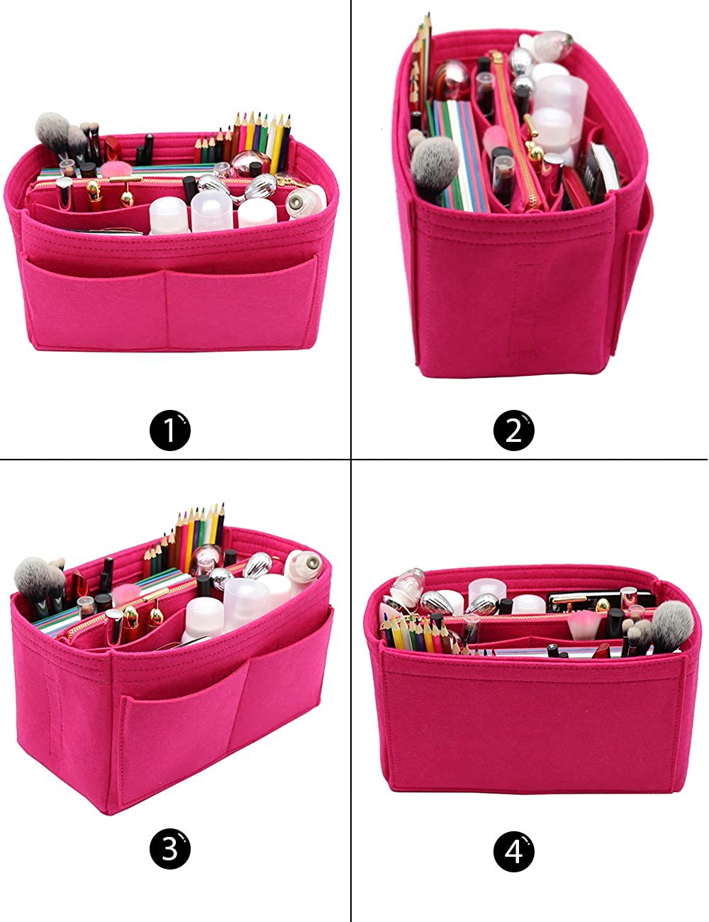 Felt Purse Bag Organizer Insert with zipper Bag Tote Shaper Fit Speedy Neverfull MM GM