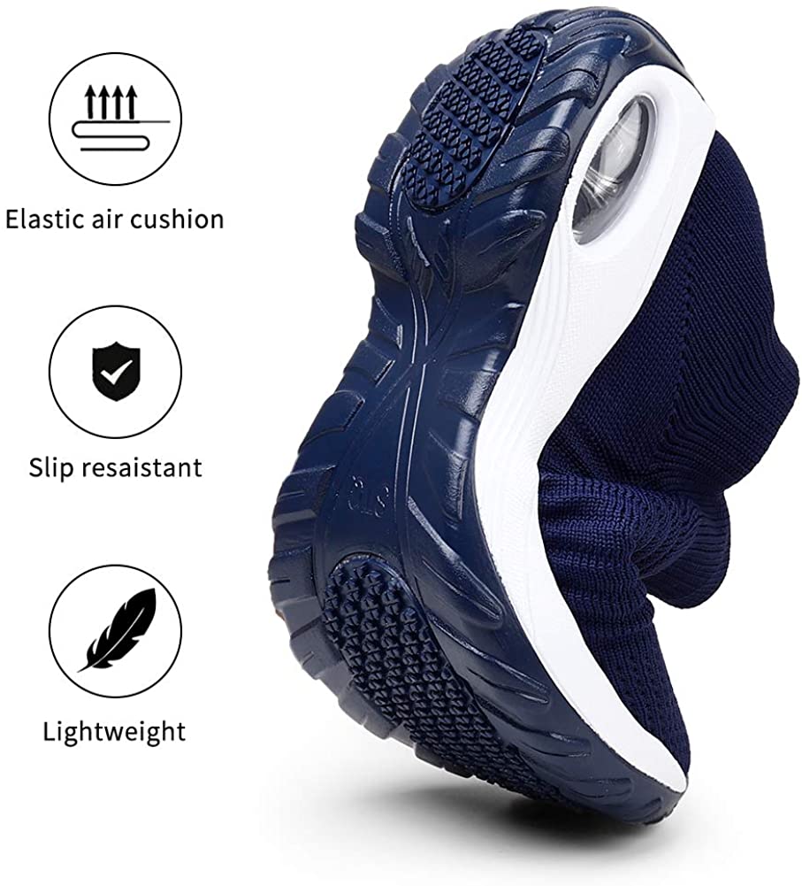 STQ Slip On Breathe Mesh Walking Shoes Women Fashion Sneakers Comfort Wedge Platform Loafers