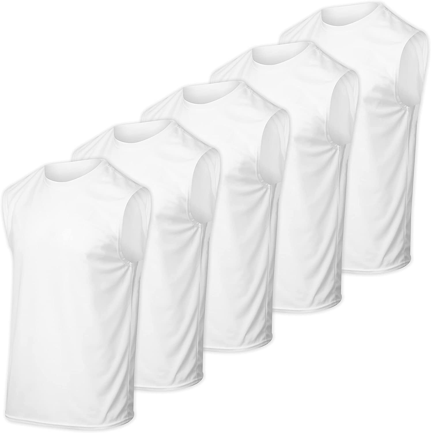 Real Essentials 5 Pack: Men's Mesh Active Athletic Tech Tank Top - Workout & Training Activewear