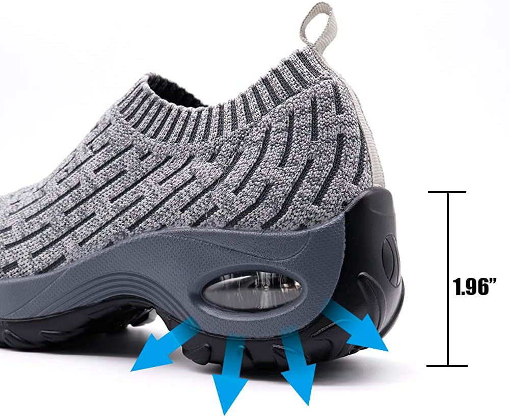 STQ Slip On Breathe Mesh Walking Shoes Women Fashion Sneakers Comfort Wedge Platform Loafers