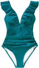 
                        
                          Muat gambar ke penampil Galeri, CUPSHE Women's V Neck One Piece Swimsuit Ruffled Lace Up Monokini
                        
                      