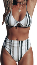 
                        
                          將圖片載入圖庫檢視器 CUPSHE Women's Stripe Bikini Bowknot Shirred Swimsuit
                        
                      