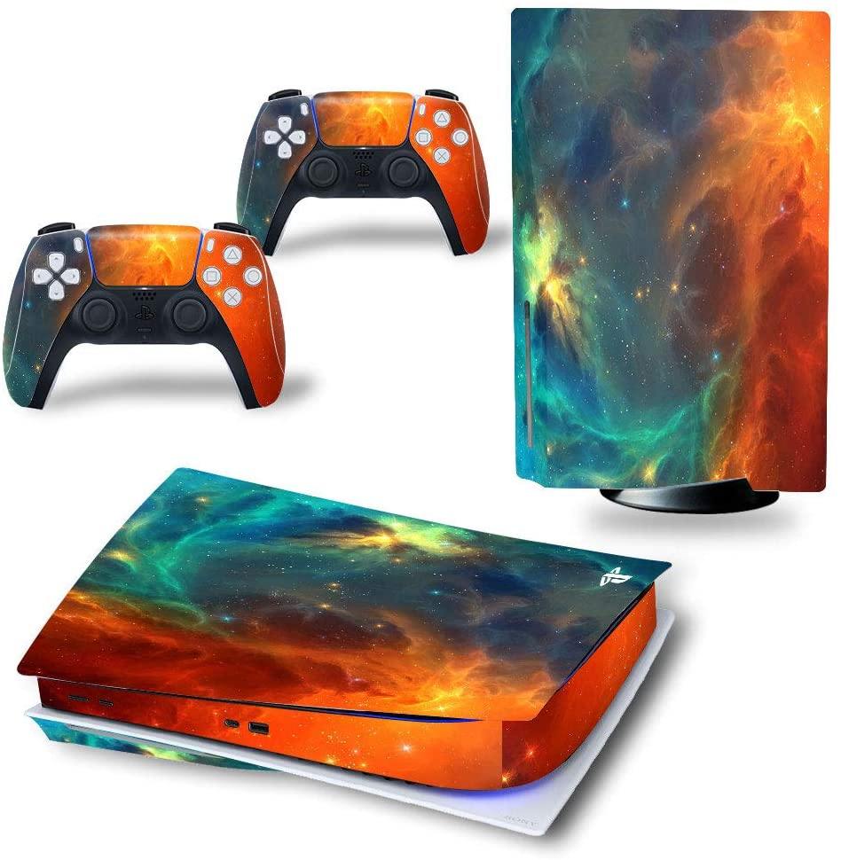 DOMILINA PS5 Skin Stickers, Full Body Vinyl Decal Cover for Playstation 5 Disk Edition Console & Controllers - Dancing Fire - JOY2ESpree