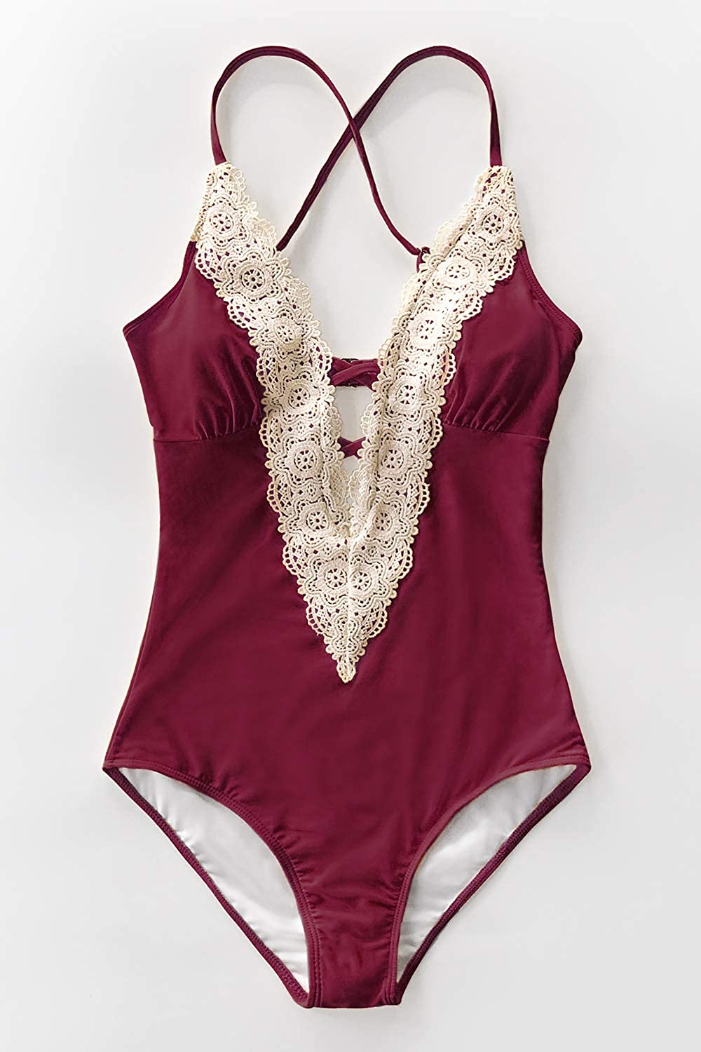 CUPSHE Fashion Women's Ladies Vintage Lace Bikini Sets Beach Swimwear Bathing Suit