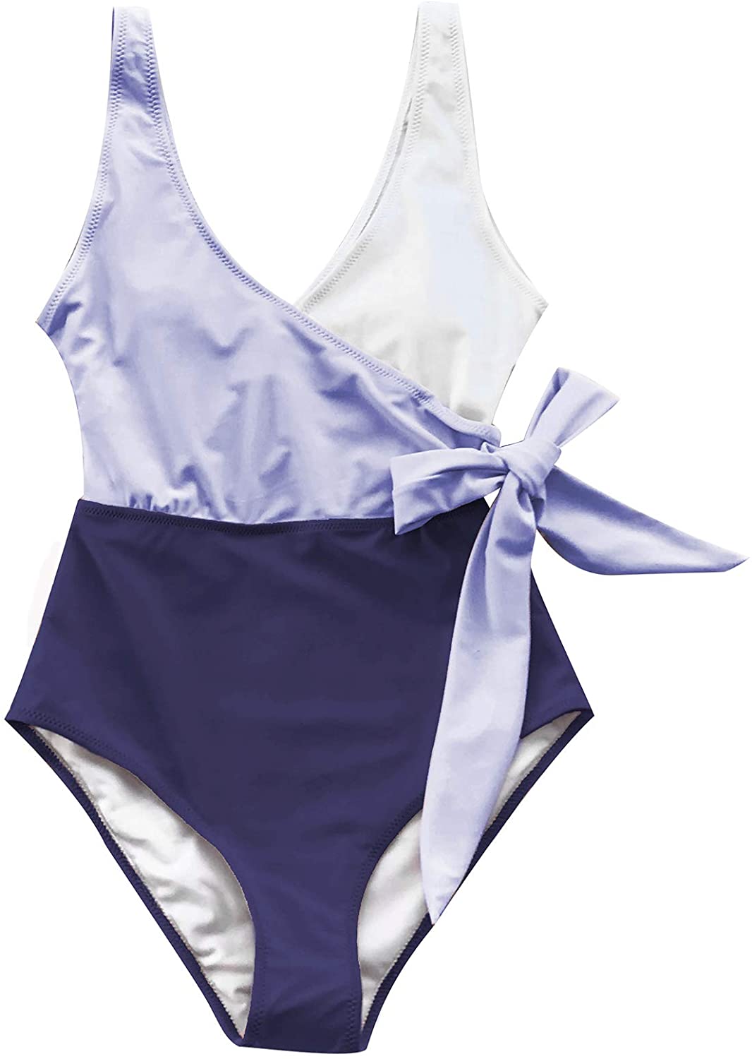 CUPSHE Women's One Piece Swimsuit Knotted Color Block Bathing Suit