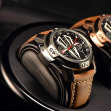 
                        
                          Load image into Gallery viewer, Reef Tiger Mens Sport Mechanical Watches with Steel Black Dial Automatic Watch Calfskin Leather Strap RGA3591
                        
                      