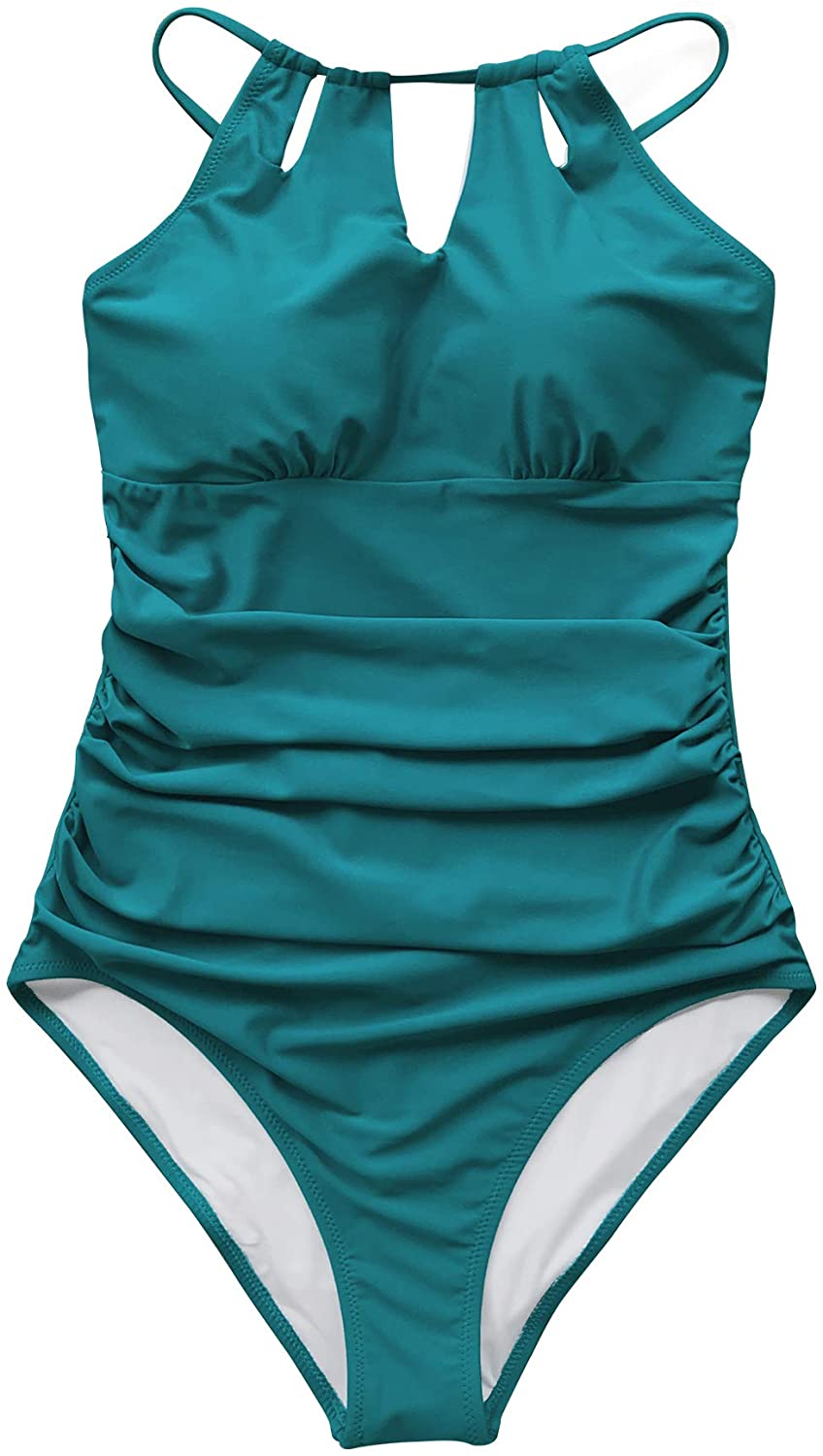 CUPSHE Women's One Piece Swimsuit High Neck Tummy Control Swimwear Bathing Suit
