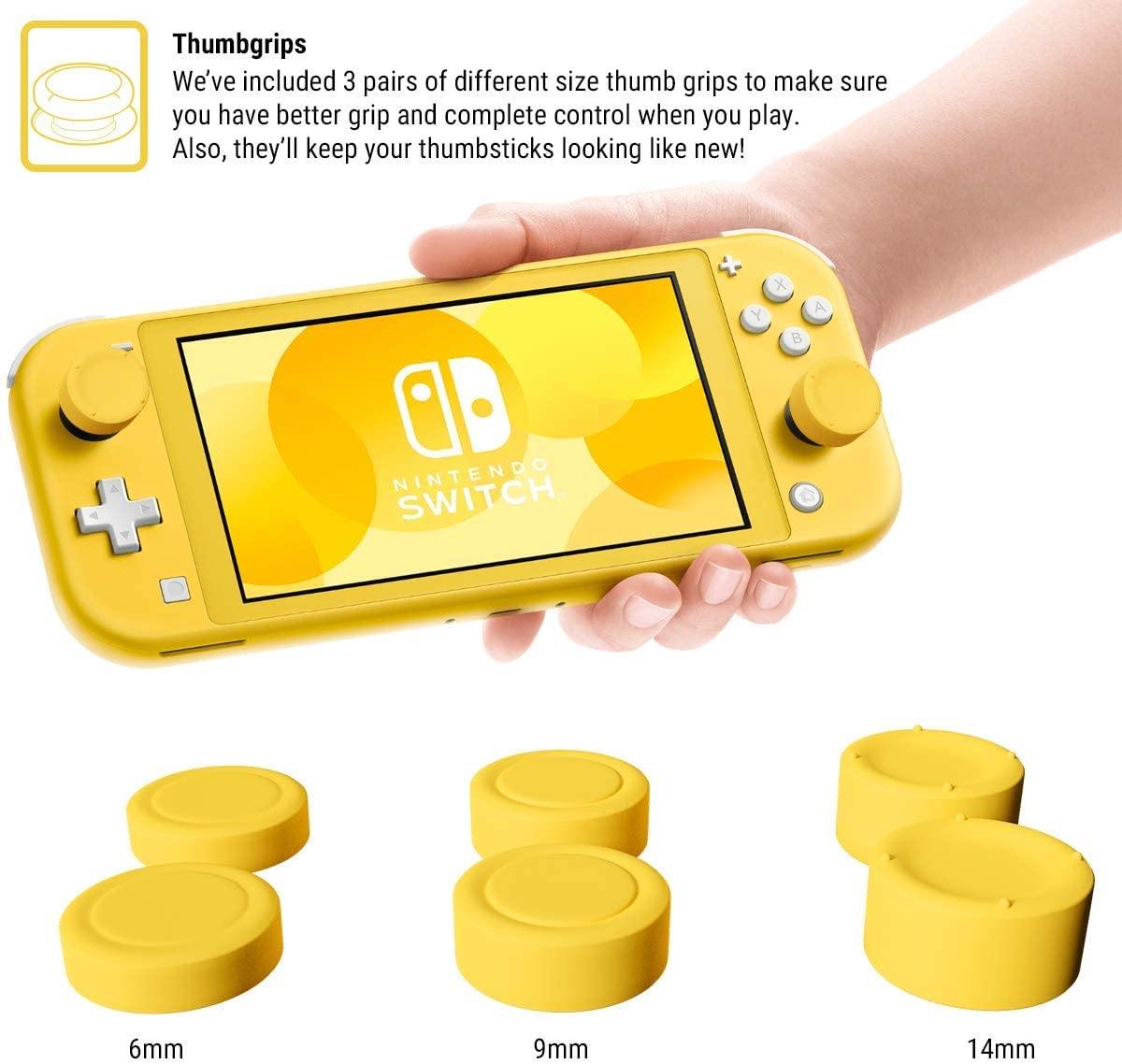Orzly Grip Case for Nintendo Switch Lite – Case with Comfort Padded Hand Grips, Kickstand, Pack of Thumb Grips - Turquoise Blue - JOY2ESpree