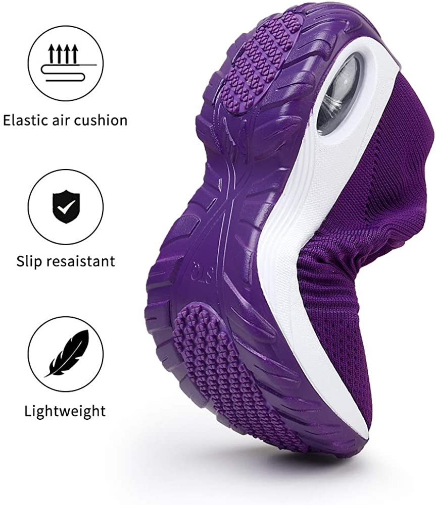 STQ Slip On Breathe Mesh Walking Shoes Women Fashion Sneakers Comfort Wedge Platform Loafers