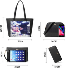 
                        
                          Load image into Gallery viewer, Women Fashion Handbags Wallet Tote Bag Shoulder Bag Top Handle Satchel Purse Set 4pcs
                        
                      
