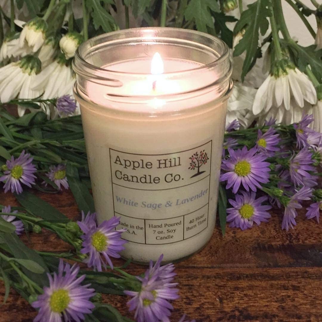 Handmade Natural Soy Candle - White Sage and Lavender (9 oz.)