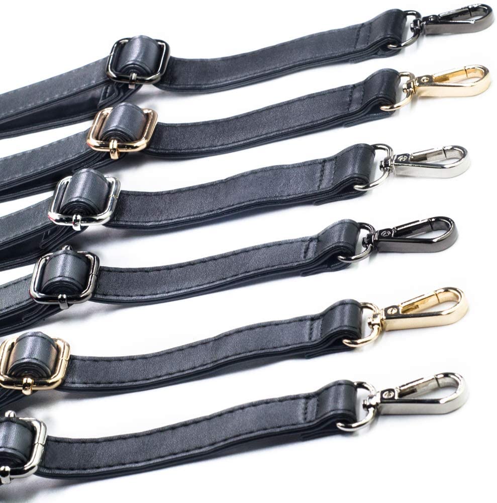 SUPXINJIA Leather Purse Strap Replacement - Adjustable for Handbags Crossbody or Shoulder Bags 34-59 Inch Long, 0.7 Inch Wide, Black with Gold Clasp