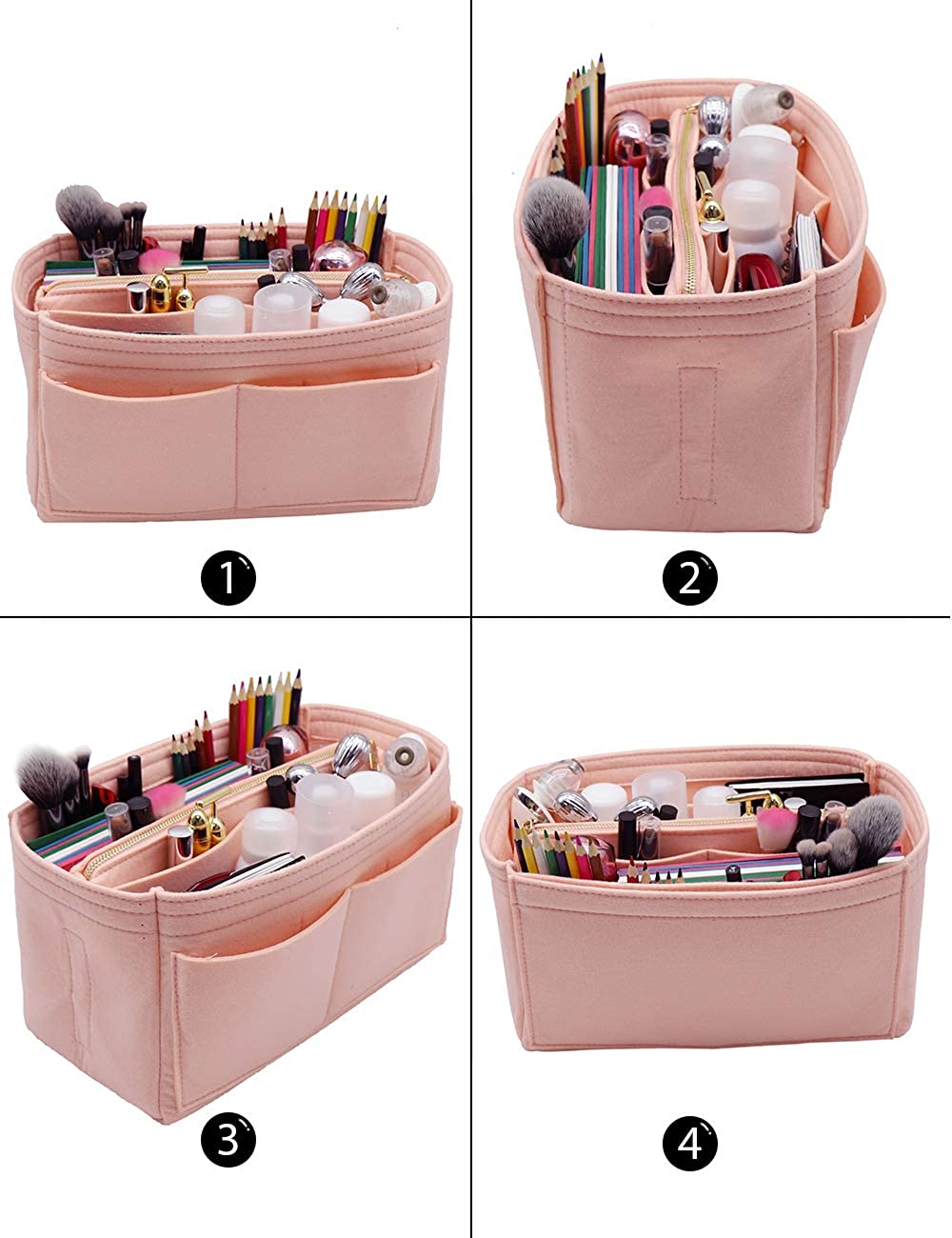 Felt Purse Bag Organizer Insert with zipper Bag Tote Shaper Fit Speedy Neverfull MM GM