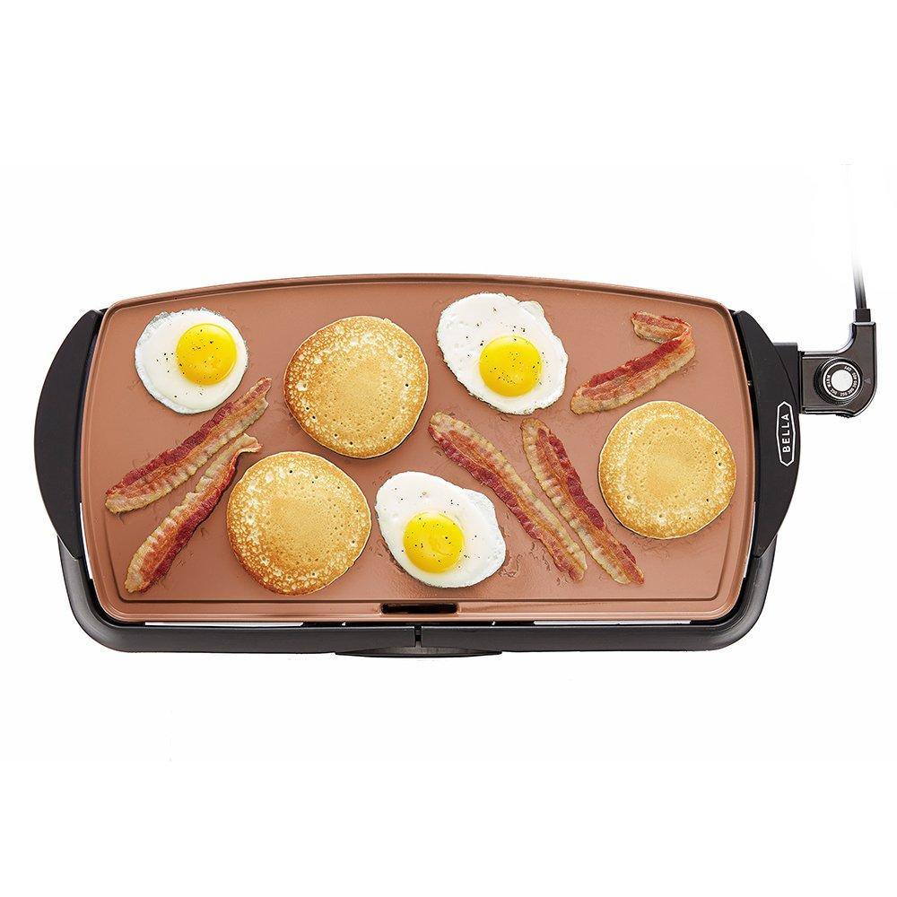 BELLA Electric Ceramic Titanium Griddle, Make 10 Eggs At Once, Healthy-Eco Non-stick Coating - JOY2ESpree