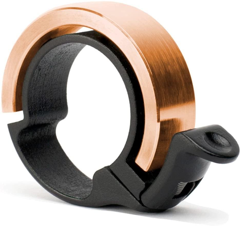 Knog Oi Bike Bell - Original & Luxe Styles, Built in Cable-Clip, Adult/Youth Bicycle Bell (Black, Copper, Brass, Aluminum)