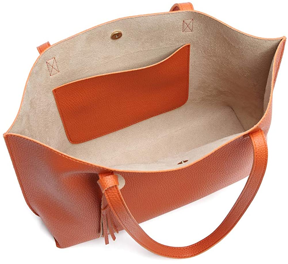 Women's Soft Faux Leather Tote Shoulder Bag from Dreubea, Big Capacity Tassel Handbag