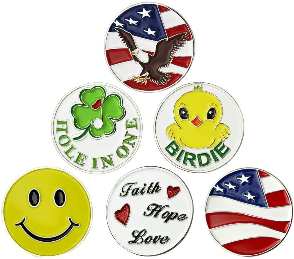 GOLTERS Golf Ball Markers Golf Markers Golf Gifts Clips Pack of 6 - JOY2ESpree