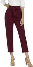 
                        
                          Load image into Gallery viewer, Freeprance Women's Pants Casual Trouser Paper Bag Pants Elastic Waist Slim Pockets
                        
                      