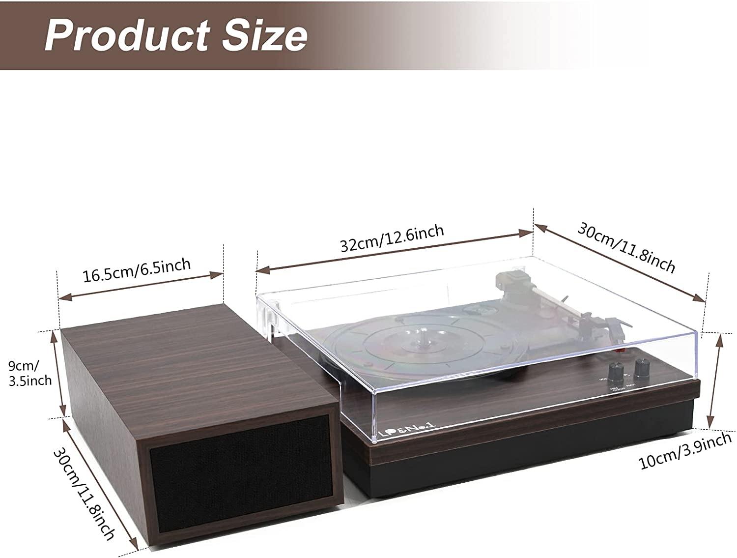 LP&No.1 Retro Bluetooth Record Player with Stereo External Speakers - JOY2ESpree