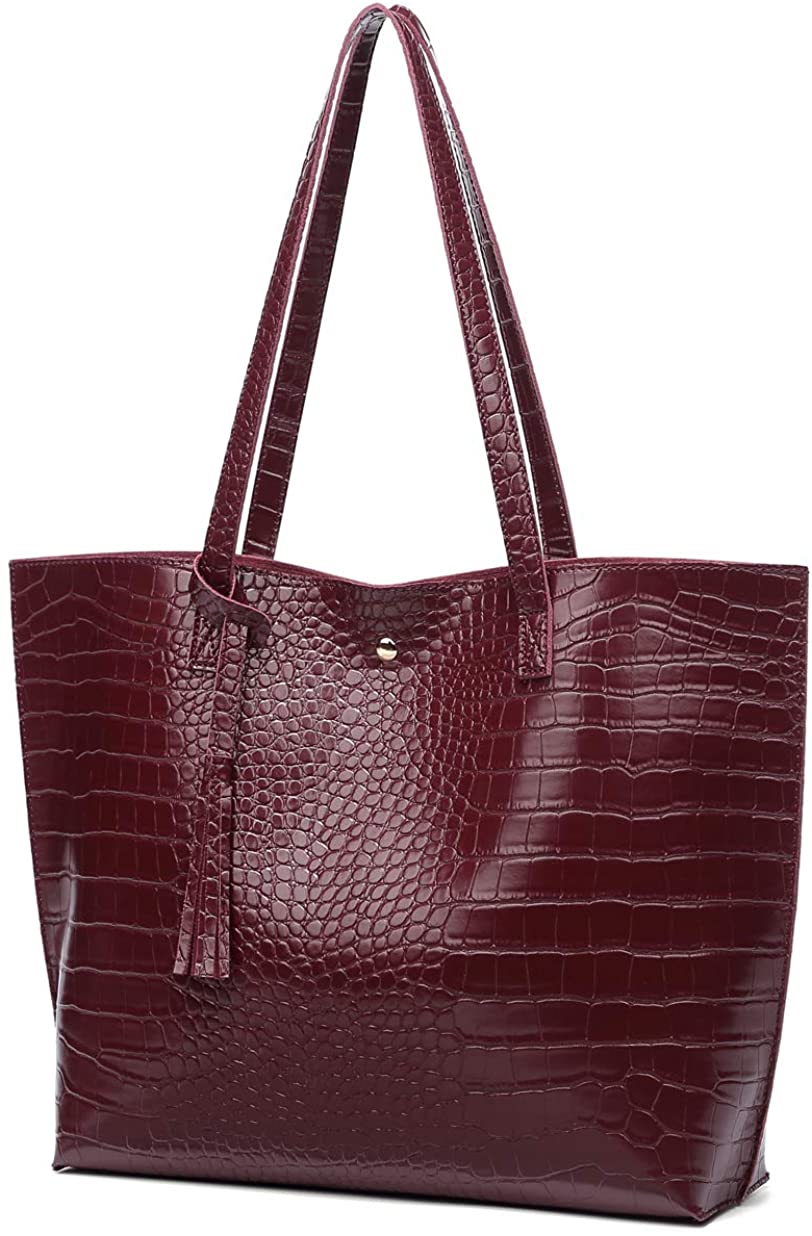 Women's Soft Faux Leather Tote Shoulder Bag from Dreubea, Big Capacity Tassel Handbag