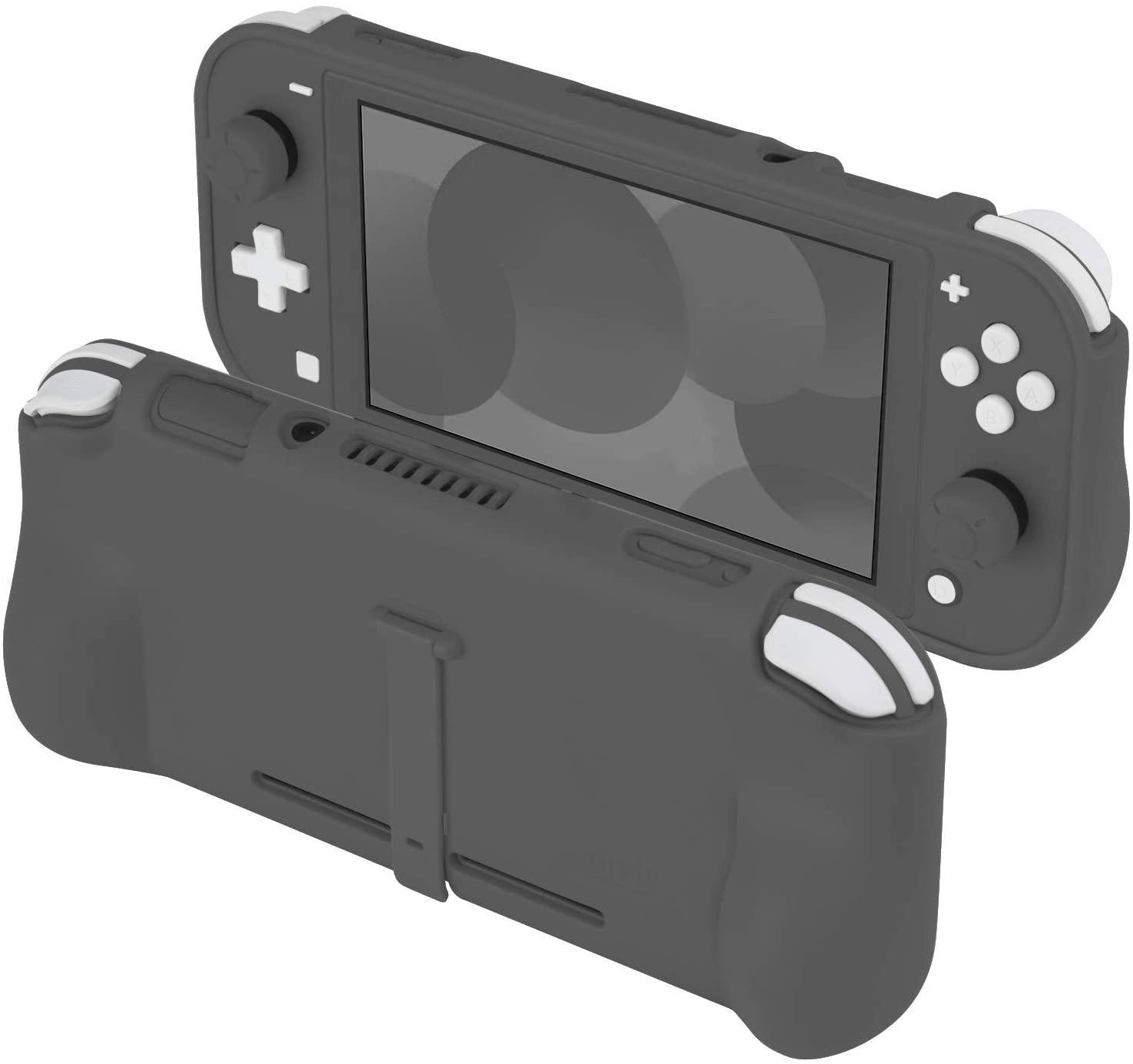 Orzly Grip Case for Nintendo Switch Lite – Case with Comfort Padded Hand Grips, Kickstand, Pack of Thumb Grips - Turquoise Blue - JOY2ESpree