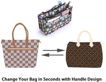 
                        
                          Load image into Gallery viewer, BTSKY New Printing Handbag Organizers Inside Purse Insert-High Capacity 13 Pockets Bag Tote Organizer with Handle Peacock Flower
                        
                      