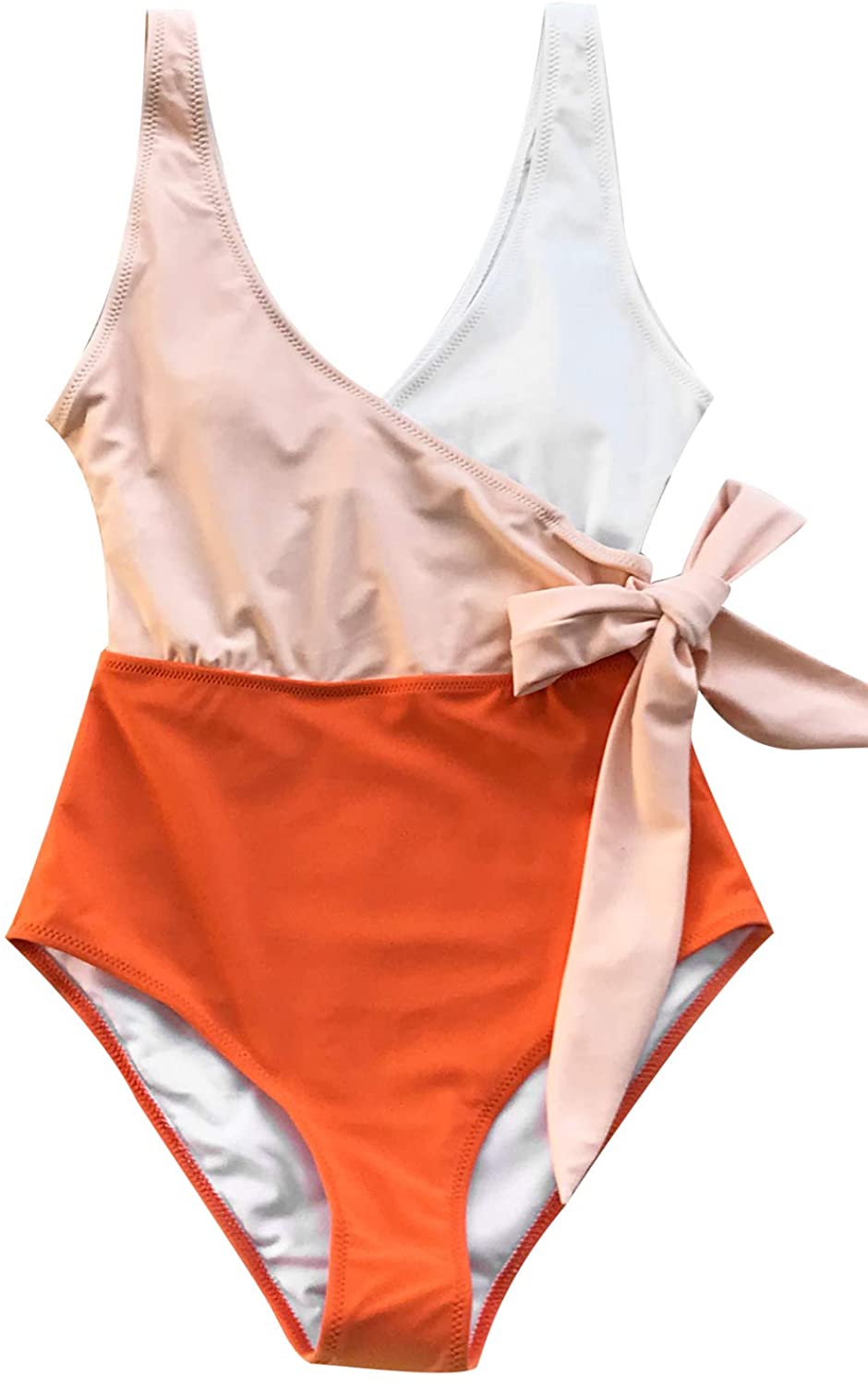 CUPSHE Women's One Piece Swimsuit Knotted Color Block Bathing Suit