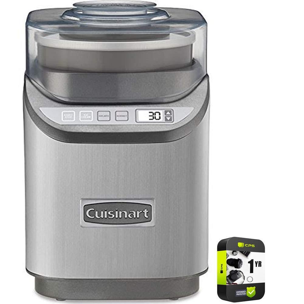 Cuisinart ICE-70 Electronic Ice Cream Maker Brushed Chrome Bundle with 1 Year Extended Protection Plan - JOY2ESpree