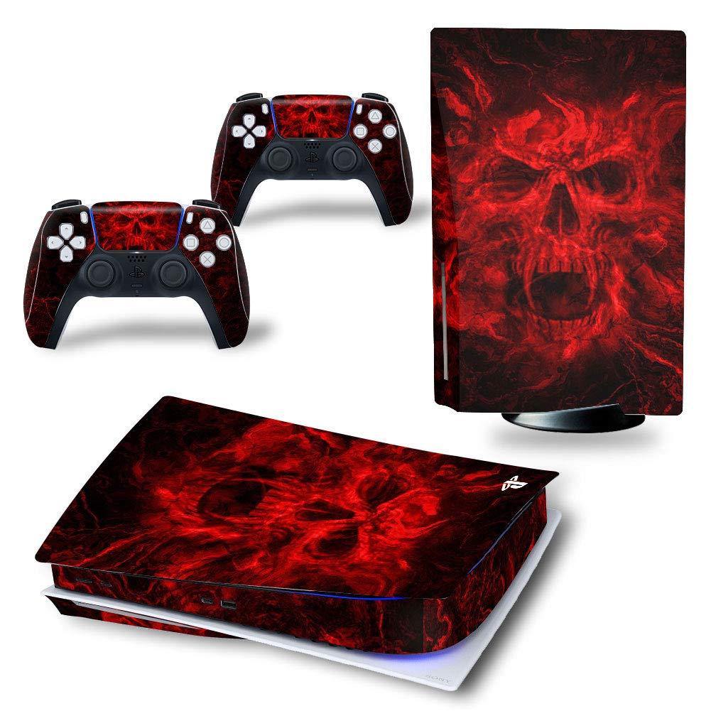 PS5 Skin Stickers Decal Full Body Vinyl Cover for Playstation 5 Console and Controllers (Disk Edition, Red Grimace) - JOY2ESpree