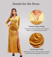 
                        
                          Load image into Gallery viewer, Ababalaya Long Sleeve Wrap Velvet Long Formal Dresses Cocktail Dress
                        
                      
