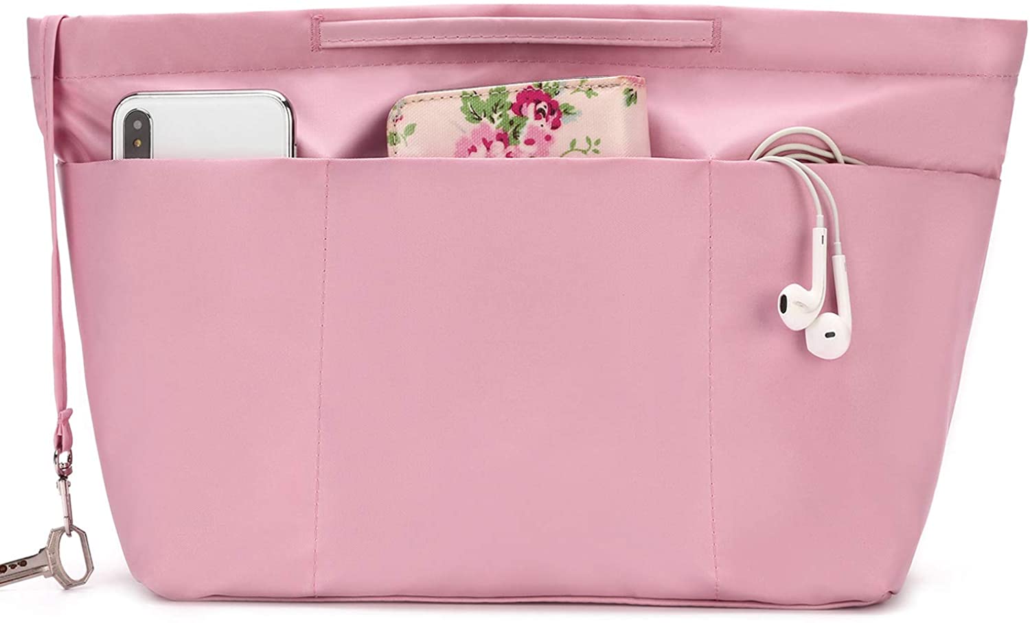 bridawn Nylon Tote Organizer Purse Insert Pocketbook Organizer Insert Handbag Divider with Handles Zipper Closure