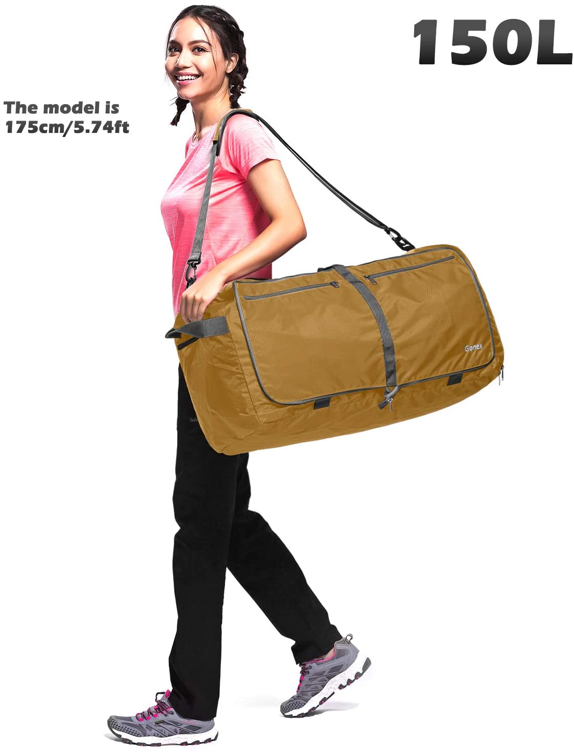 Gonex 150L Travel Duffel Bag Foldable Extra Large Duffle Bag XL Heavy Duty for Men Women for Luggage Shopping Gray